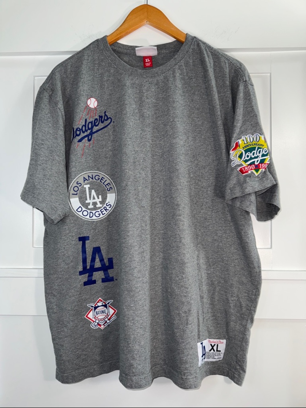 Mitchell & Ness Gray Los Angeles Dodgers w/ Blue LA Patch 100 year anniversary